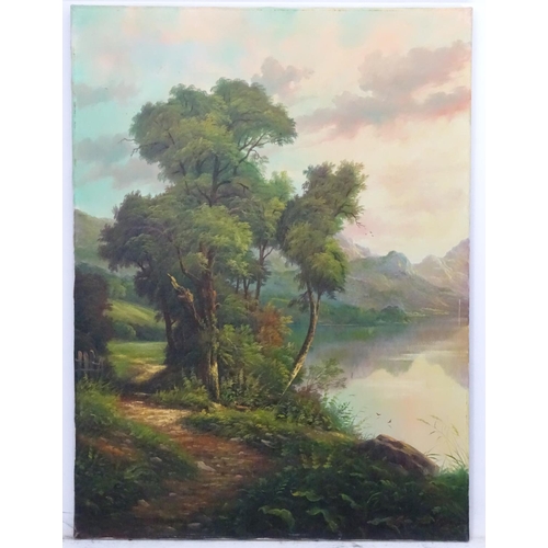 140 - Andrew Grant-Kurtis (XX) Scottish School,  Oil on canvas, Path beside loch, Signed and dated 1980 lo... 