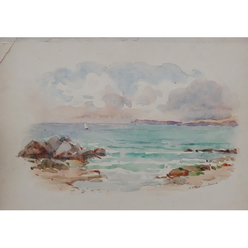 145 - Gertrude R. Prideaux -Brune (XIX-XX) Cornish, Watercolour, Cornish coastal scene, Signed lower right... 