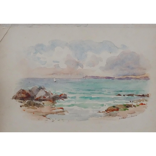 145 - Gertrude R. Prideaux -Brune (XIX-XX) Cornish, Watercolour, Cornish coastal scene, Signed lower right... 