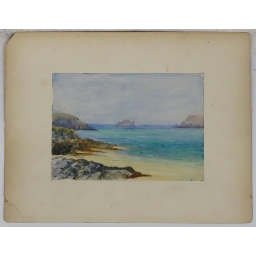 145 - Gertrude R. Prideaux -Brune (XIX-XX) Cornish, Watercolour, Cornish coastal scene, Signed lower right... 