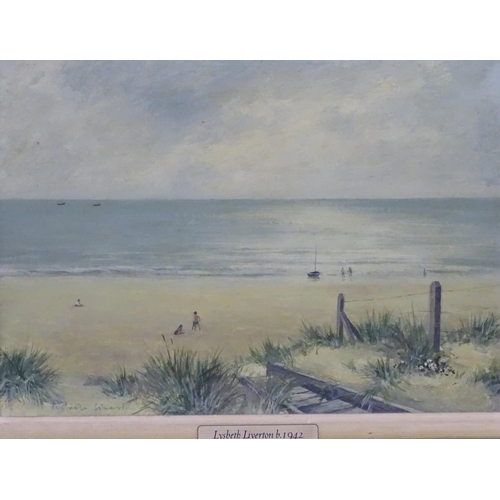 149 - Lysbeth Liverton (1942 ), Oil on panel, 'Late Afternoon , Jullouville ', A beach in the afternoon sc... 