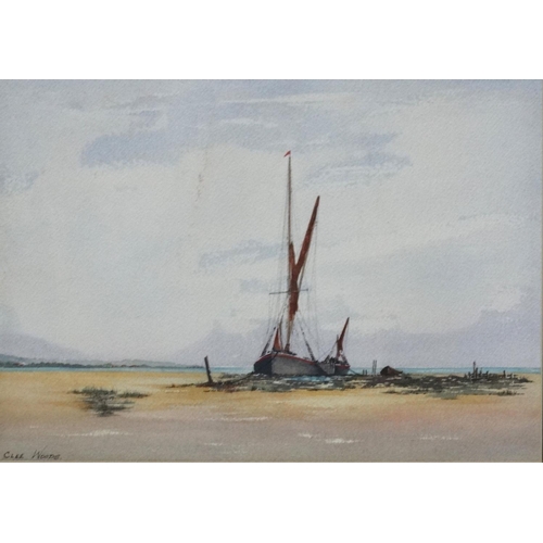 153 - Clee Woods XX, Watercolour and gouache, a pair, ' Aground in the Estuary  & ' Waiting for the tide '... 