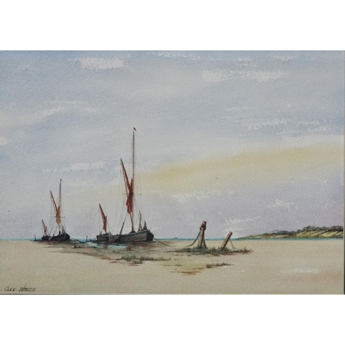 153 - Clee Woods XX, Watercolour and gouache, a pair, ' Aground in the Estuary  & ' Waiting for the tide '... 