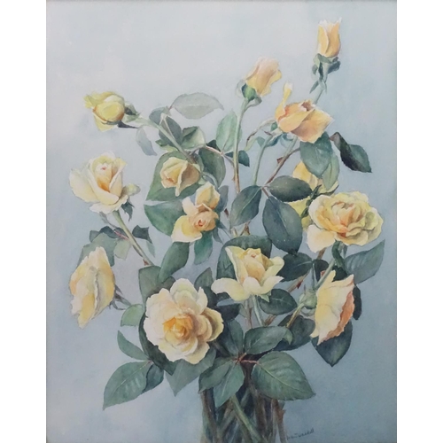 16 - Maud Waddell (XX) Canadian, Watercolour, Still life of yellow roses, Signed lower right and bears 'W... 