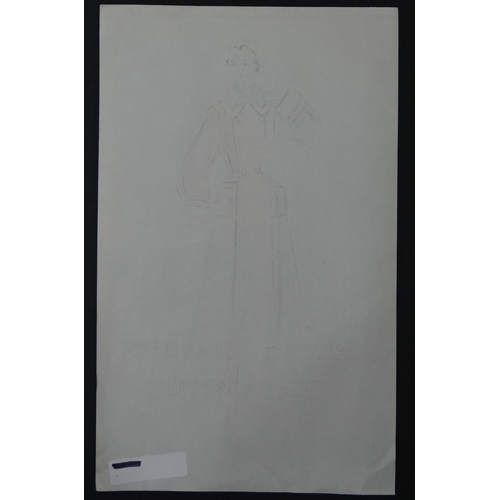 160 - Fashion Designs, Miss M Landman circa 1954 vintage Zara Fashion Designs, Pencils on paper, Coat '4 M... 