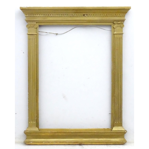 183 - Frame : a 19 thC Pre-Raphaelite / Tabernacle gilt frame , suitable for picture or a mirror with exte... 