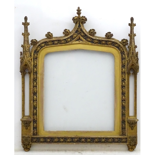 184 - XIX, ornate Gothic frame, A slightly lancet shaped inner frame with rounded corners flanked by open ... 