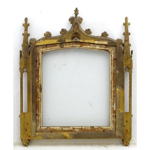 184 - XIX, ornate Gothic frame, A slightly lancet shaped inner frame with rounded corners flanked by open ... 