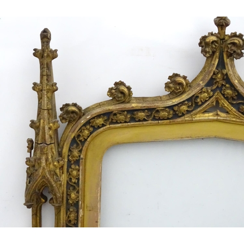 184 - XIX, ornate Gothic frame, A slightly lancet shaped inner frame with rounded corners flanked by open ... 