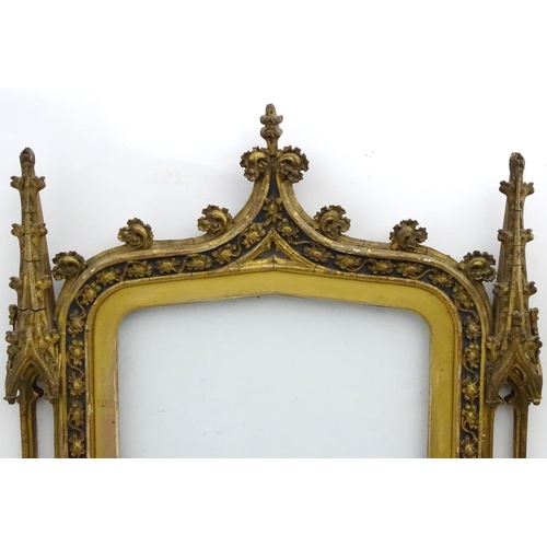 184 - XIX, ornate Gothic frame, A slightly lancet shaped inner frame with rounded corners flanked by open ... 