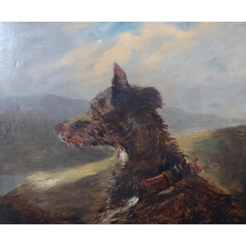 29 - Edwin Henry Landseer (1802-1873), Oil on canvas, A Scottish Deerhound near the river, Scotland. Thou... 