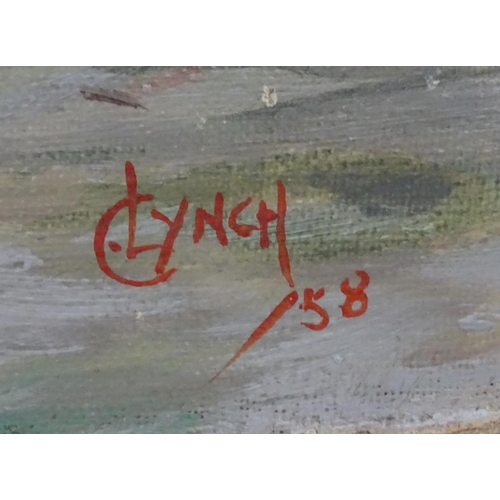 54 - C Lynch 1958, Oil on canvas board, Sailing boats racing, Signed and dated lower right. 16'' x 20''