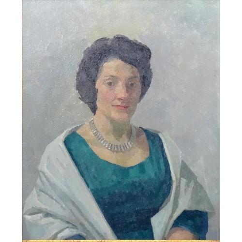 7 - John A Bowen 1963, Oil on canvas, Portrait of a lady wearing a diamond necklace, Signed and dated ve... 