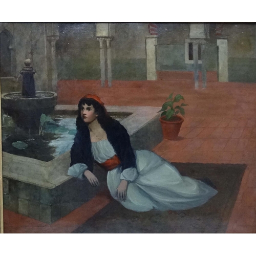 70 - Johann Frank Kirchbach ( 1859- 1912)  German, Islamic School,  Oil on canvas, Lady resting on the Ho... 