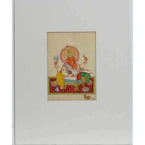 72 - Nepalese Art, 3 gouaches miniatures of Hindu Deities on paper, Ganesha , Lakshmi and Durga , Each ap... 