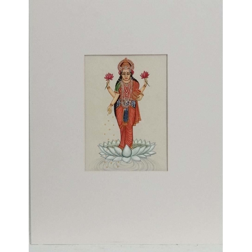 72 - Nepalese Art, 3 gouaches miniatures of Hindu Deities on paper, Ganesha , Lakshmi and Durga , Each ap... 