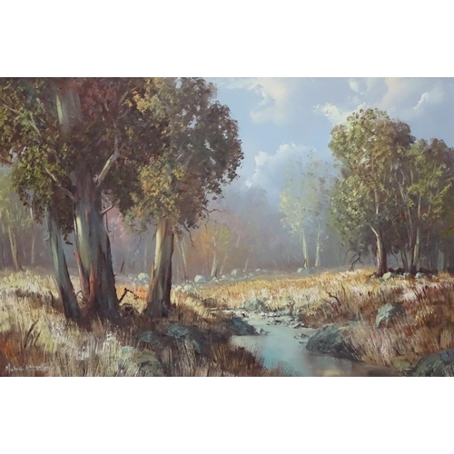 74 - Michael Albertyne (1938) South Africa, Oil on canvas, Misty Morning, 1977, Signed lower left. 24 x 3... 