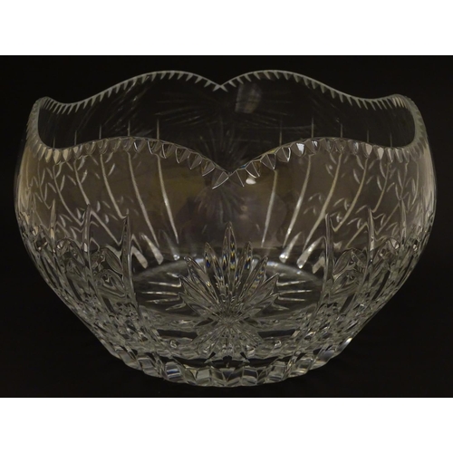 120 - Faberge: a 'House of Carl Faberge 85 FM' crystal cut glass bowl with wavy edge, star base and standi... 