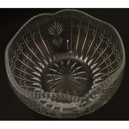 120 - Faberge: a 'House of Carl Faberge 85 FM' crystal cut glass bowl with wavy edge, star base and standi... 