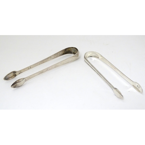 145 - 19thC Scottish silver sugar tongs, one maker RG the other AR? (2) (76g)