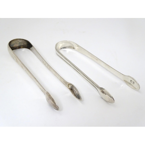 145 - 19thC Scottish silver sugar tongs, one maker RG the other AR? (2) (76g)