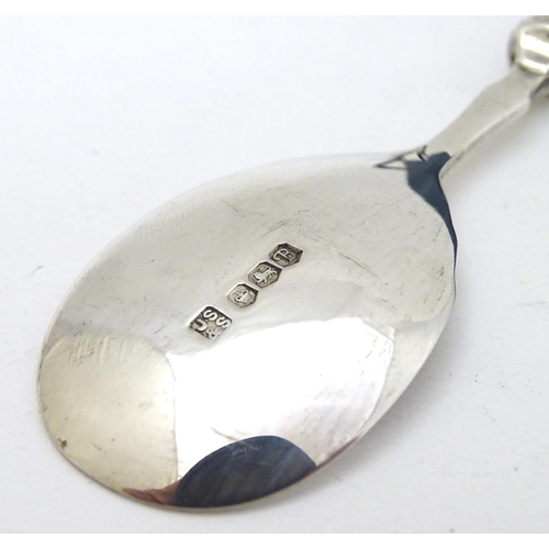 155 - A silver jam / preserve spoon with mother of pearl handle hallmarked Sheffield 1969 maker John Sande... 