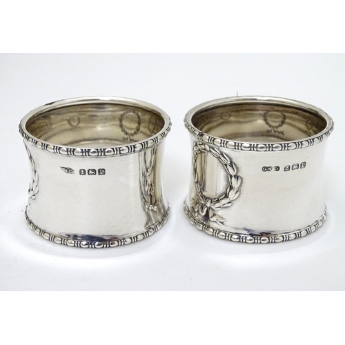 156 - A cased pair of silver napkin rings hallmarked Birmingham 1914 maker Gorham Manufacturing Co.