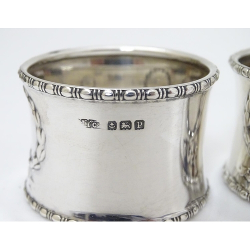 156 - A cased pair of silver napkin rings hallmarked Birmingham 1914 maker Gorham Manufacturing Co.