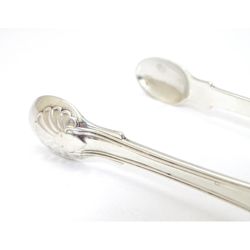 165 - Geo IV silver King's pattern sugar tongs hallmarked London 1829  maker JP. 5 1/2'' long (62g)