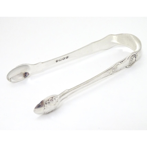 165 - Geo IV silver King's pattern sugar tongs hallmarked London 1829  maker JP. 5 1/2'' long (62g)