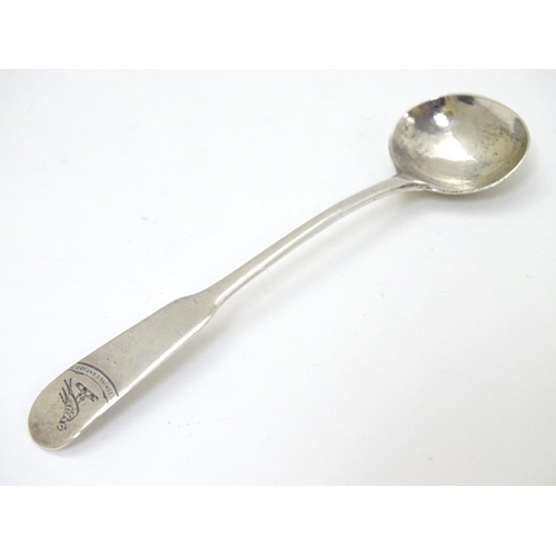 208 - A Scottish silver fiddle pattern salt spoon hallmarked Edinburgh 1815 maker George C Constable. With... 