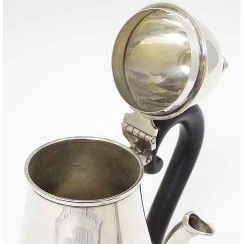 209 - A silver chocolate pot with ebonised handle hallmarked London 1926 maker Goldsmiths & Silversmiths C... 