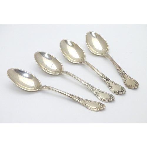 213 - A set of four American sterling silver teaspoons by the Gorham Manufacturing Co. 4 1/4'' long (62g)