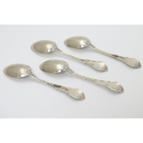 213 - A set of four American sterling silver teaspoons by the Gorham Manufacturing Co. 4 1/4'' long (62g)