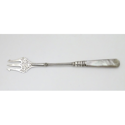 221 - A silver pickle fork hallmarked Birmingham 1921 maker Adie Lovekin Ltd with mother of pearl handle 6... 