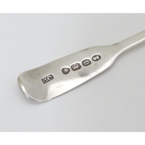 234 - A silver fiddle pattern teaspoon hallmarked London 1828 maker Clement Cheese. 5 ½'' long (14g)