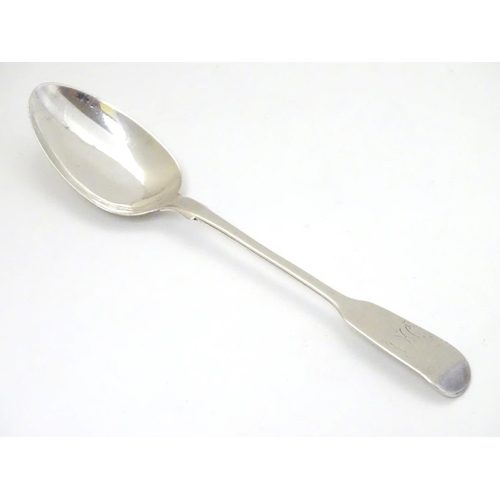 234 - A silver fiddle pattern teaspoon hallmarked London 1828 maker Clement Cheese. 5 ½'' long (14g)