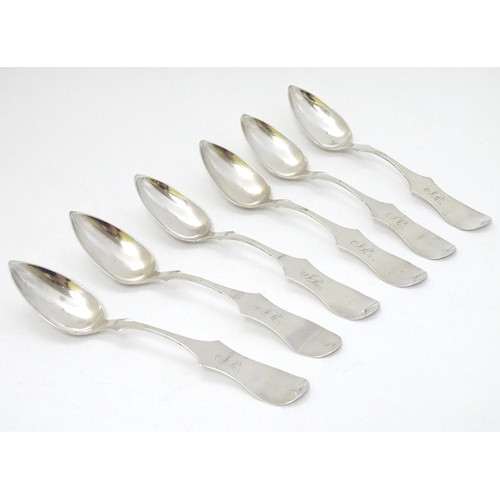 250 - A set of 6 19thC American white metal teaspoons marked W. Mc.Grew  ( Probably Wilson McGrew of Cinci... 