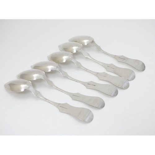 250 - A set of 6 19thC American white metal teaspoons marked W. Mc.Grew  ( Probably Wilson McGrew of Cinci... 