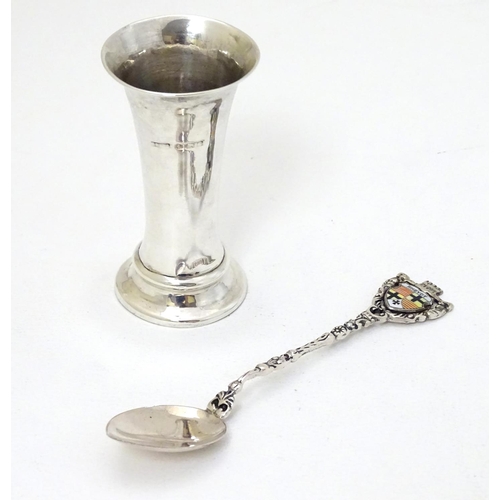 252 - A small silver spill vase hallmarked Birmingham c.1904 with a Continental white metal .800 souvenir ... 