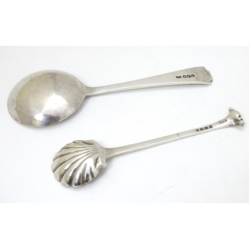 257 - A silver Albany pattern salt spoon with shell formed bowl hallmarked London 1871 maker Henry Holland... 