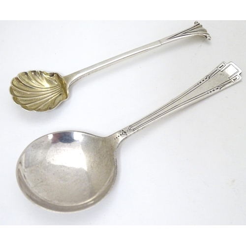 257 - A silver Albany pattern salt spoon with shell formed bowl hallmarked London 1871 maker Henry Holland... 