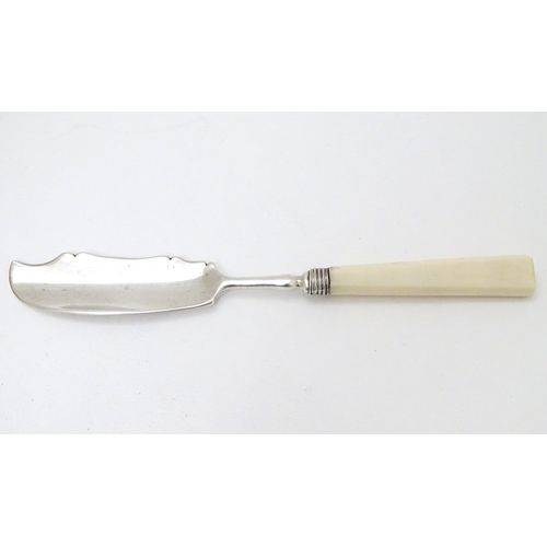 258 - A silver butter knife hallmarked Birmingham 1827 with ivory handle 8'' long