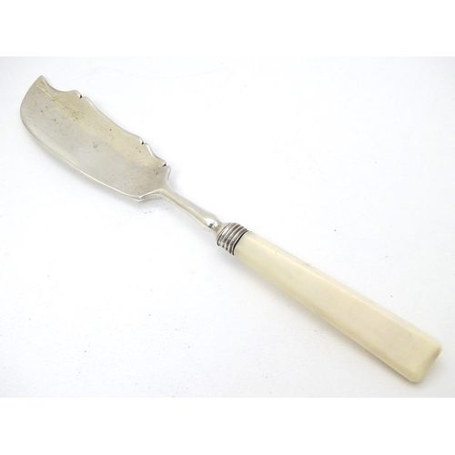 258 - A silver butter knife hallmarked Birmingham 1827 with ivory handle 8'' long