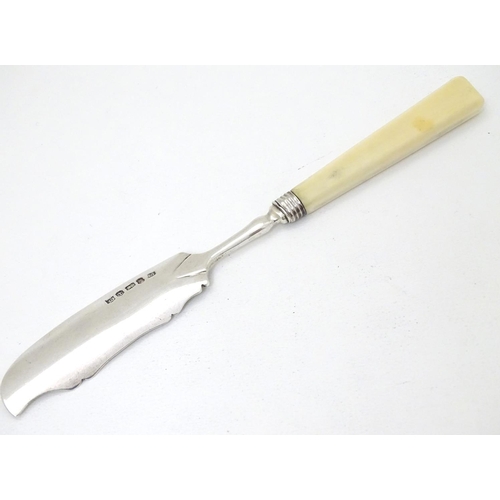 258 - A silver butter knife hallmarked Birmingham 1827 with ivory handle 8'' long