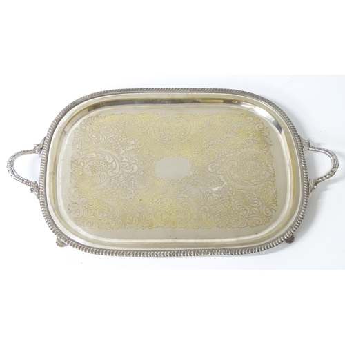 273 - A large oval silver plate tray 23 1/2'' x 17 1/2''