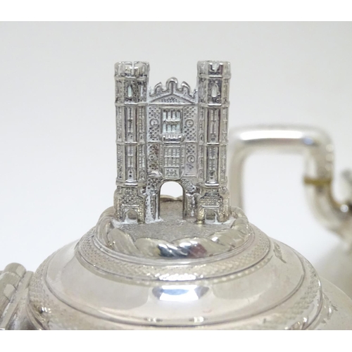 275 - An interesting 5-piece silver plate teaset  by G.R Collis & Co. the pieces with engine turned decora... 