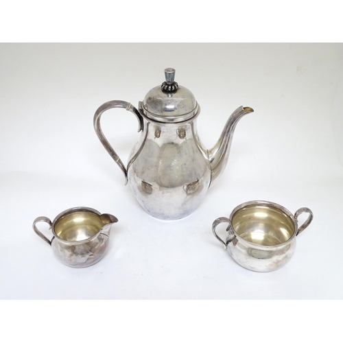 276 - An early 20thC Danish silver plate 3-piece coffee set probably by Carl M Cohr of Fredericia. Marked ... 