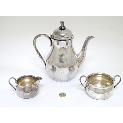 276 - An early 20thC Danish silver plate 3-piece coffee set probably by Carl M Cohr of Fredericia. Marked ... 