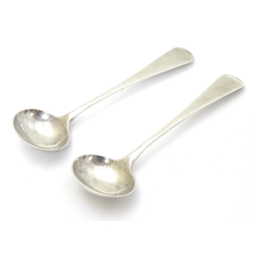 278 - A pair of Geo III silver salt spoons hallmarked London 1813 maker JB. 3 1/2'' long